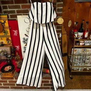 Black and White Striped Jumpsuit